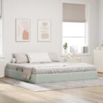 vidaXL Otomanový posteľný rám Svetlosivá 200 x 200 cm Zamat