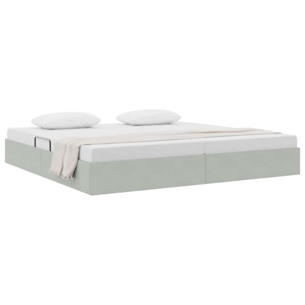 vidaXL Otomanový posteľný rám Svetlosivá 200 x 200 cm Zamat – Obrázok 3