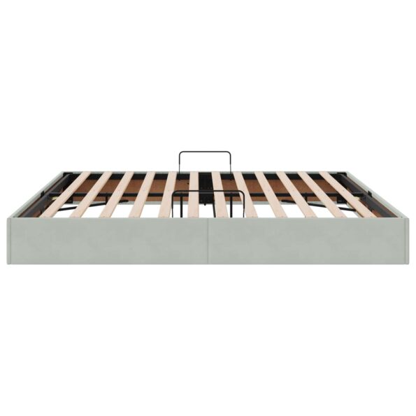 vidaXL Otomanový posteľný rám Svetlosivá 200 x 200 cm Zamat – Obrázok 8