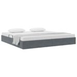 vidaXL Otomanový posteľný rám Tmavo šedá 200 x 200 cm Zamat – Obrázok 3