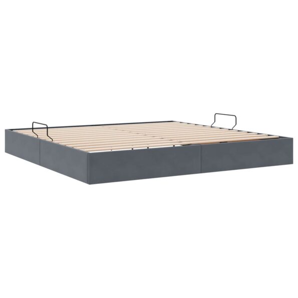 vidaXL Otomanový posteľný rám Tmavo šedá 200 x 200 cm Zamat – Obrázok 5