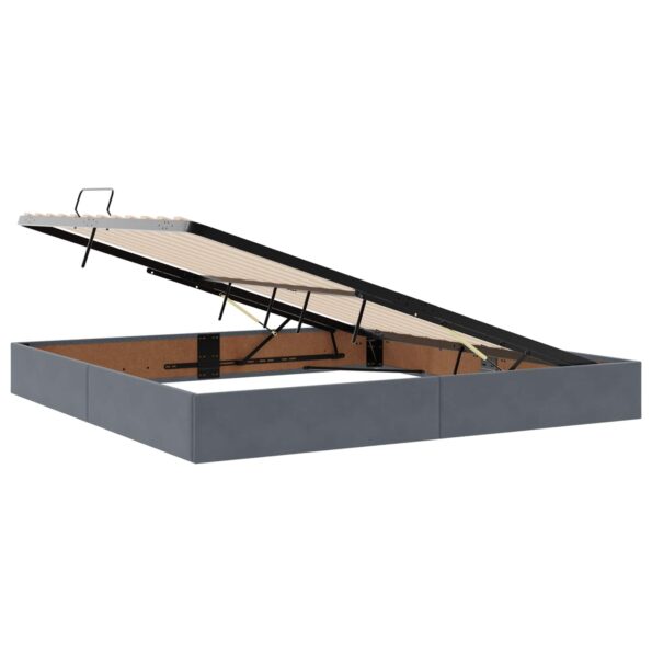 vidaXL Otomanový posteľný rám Tmavo šedá 200 x 200 cm Zamat – Obrázok 6