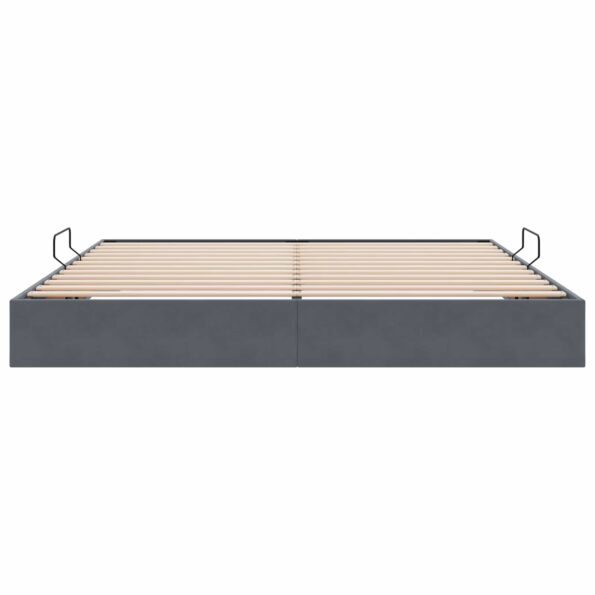 vidaXL Otomanový posteľný rám Tmavo šedá 200 x 200 cm Zamat – Obrázok 7