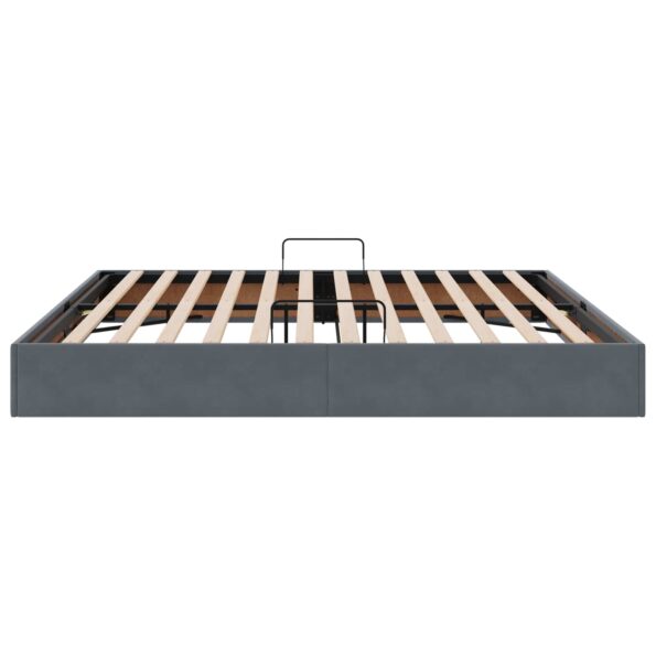 vidaXL Otomanový posteľný rám Tmavo šedá 200 x 200 cm Zamat – Obrázok 8