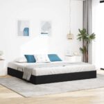 vidaXL Otomanový posteľný rám s úložiskom Čierny 200 x 200 cm Zamat