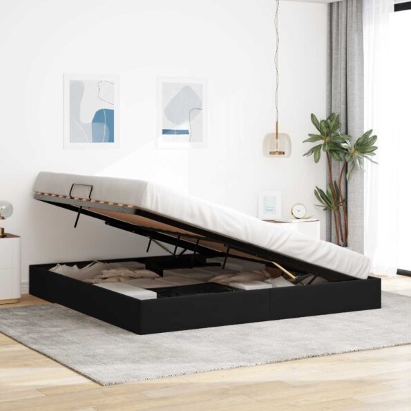 vidaXL Otomanový posteľný rám s úložiskom Čierny 200 x 200 cm Zamat – Obrázok 4