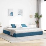 vidaXL Otomanový posteľný rám Tmavomodrá 200 x 200 cm Zamat