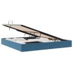vidaXL Otomanový posteľný rám Tmavomodrá 200 x 200 cm Zamat – Obrázok 2