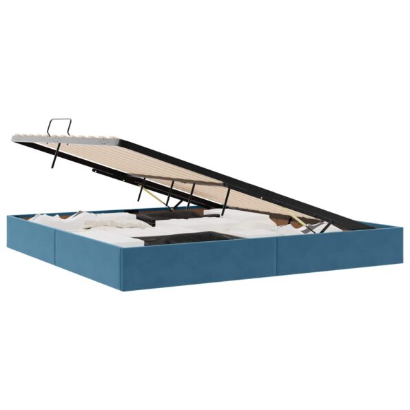 vidaXL Otomanový posteľný rám Tmavomodrá 200 x 200 cm Zamat – Obrázok 2