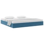 vidaXL Otomanový posteľný rám Tmavomodrá 200 x 200 cm Zamat – Obrázok 3