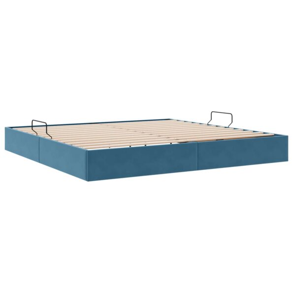vidaXL Otomanový posteľný rám Tmavomodrá 200 x 200 cm Zamat – Obrázok 5
