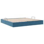 vidaXL Otomanový posteľný rám Tmavomodrá 200 x 200 cm Zamat – Obrázok 9