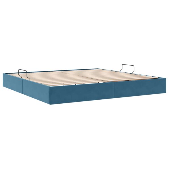 vidaXL Otomanový posteľný rám Tmavomodrá 200 x 200 cm Zamat – Obrázok 9