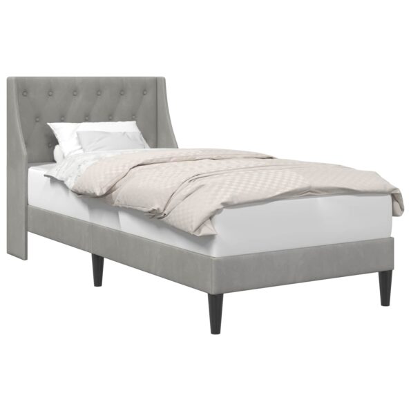vidaXL Rám postele s čelnou doskou Svetlosivá 90 x 190 cm Zamat – Obrázok 2