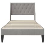 vidaXL Rám postele s čelnou doskou Svetlosivá 90 x 190 cm Zamat – Obrázok 4