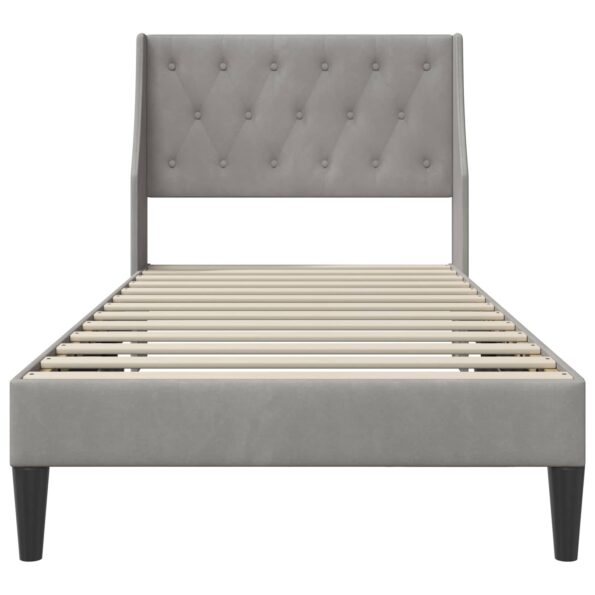 vidaXL Rám postele s čelnou doskou Svetlosivá 90 x 190 cm Zamat – Obrázok 4