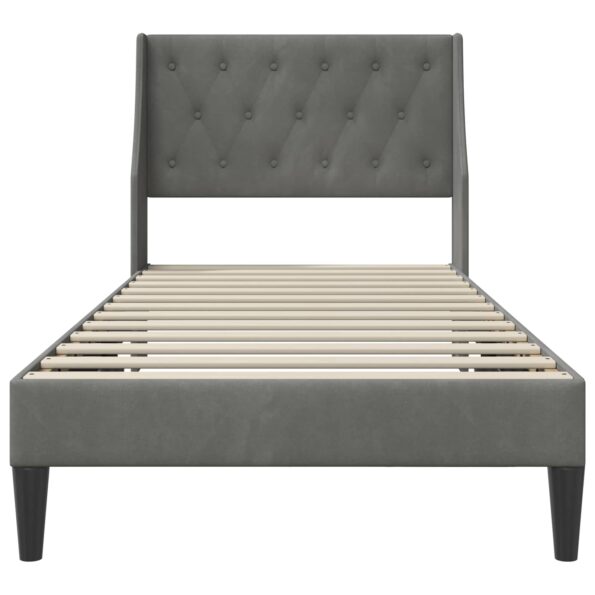 vidaXL Rám postele s čelnou doskou Tmavo šedá 90 x 190 cm Zamat – Obrázok 4