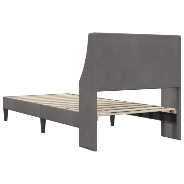vidaXL Rám postele s čelnou doskou Tmavo šedá 90 x 190 cm Zamat – Obrázok 6