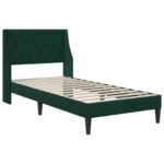 vidaXL Rám postele s čelnou doskou Tmavozelená 90 x 200 cm Zamat – Obrázok 3