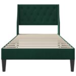 vidaXL Rám postele s čelnou doskou Tmavozelená 90 x 200 cm Zamat – Obrázok 4