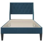 vidaXL Rám postele s čelnou doskou Modrá 90 x 200 cm Zamat – Obrázok 4
