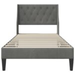 vidaXL Rám postele s čelnou doskou Tmavo šedá 100 x 200 cm Zamat – Obrázok 4