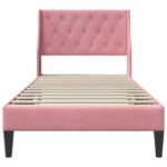 vidaXL Rám postele s čelnou doskou Ružová 100 x 200 cm Zamat – Obrázok 4