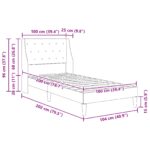 vidaXL Rám postele s čelnou doskou Čierny 100 x 200 cm Zamat – Obrázok 9