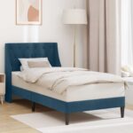vidaXL Rám postele s čelnou doskou Modrá 100 x 200 cm Zamat