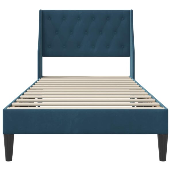 vidaXL Rám postele s čelnou doskou Modrá 100 x 200 cm Zamat – Obrázok 4