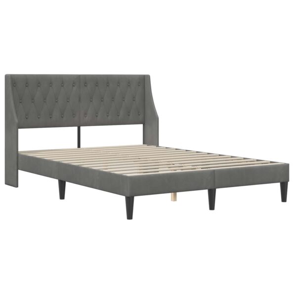 vidaXL Rám postele s čelnou doskou Tmavo šedá 120 x 200 cm Zamat – Obrázok 3