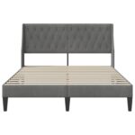vidaXL Rám postele s čelnou doskou Tmavo šedá 120 x 200 cm Zamat – Obrázok 4
