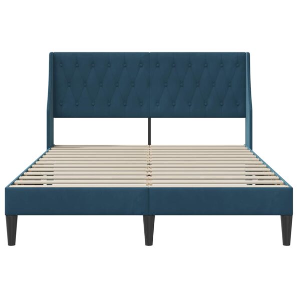 vidaXL Rám postele s čelnou doskou Modrá 120 x 200 cm Zamat – Obrázok 4
