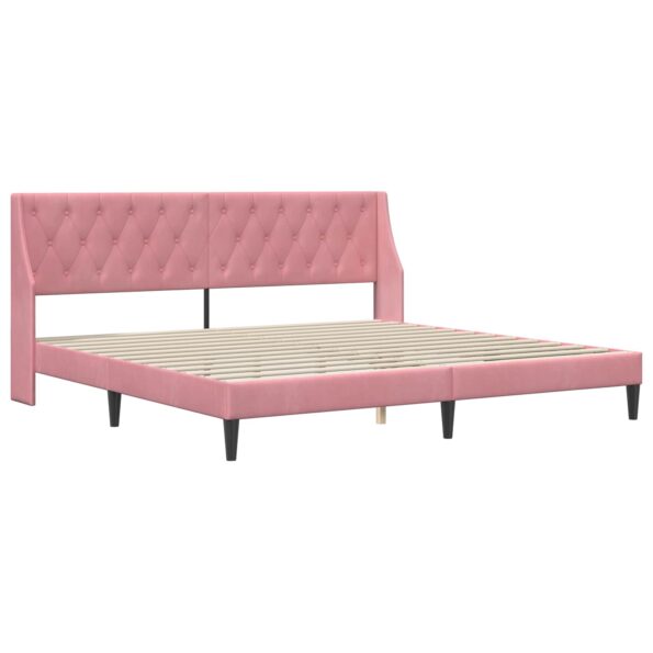 vidaXL Rám postele s čelnou doskou Ružová 200 x 200 cm Zamat – Obrázok 3