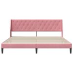 vidaXL Rám postele s čelnou doskou Ružová 200 x 200 cm Zamat – Obrázok 4