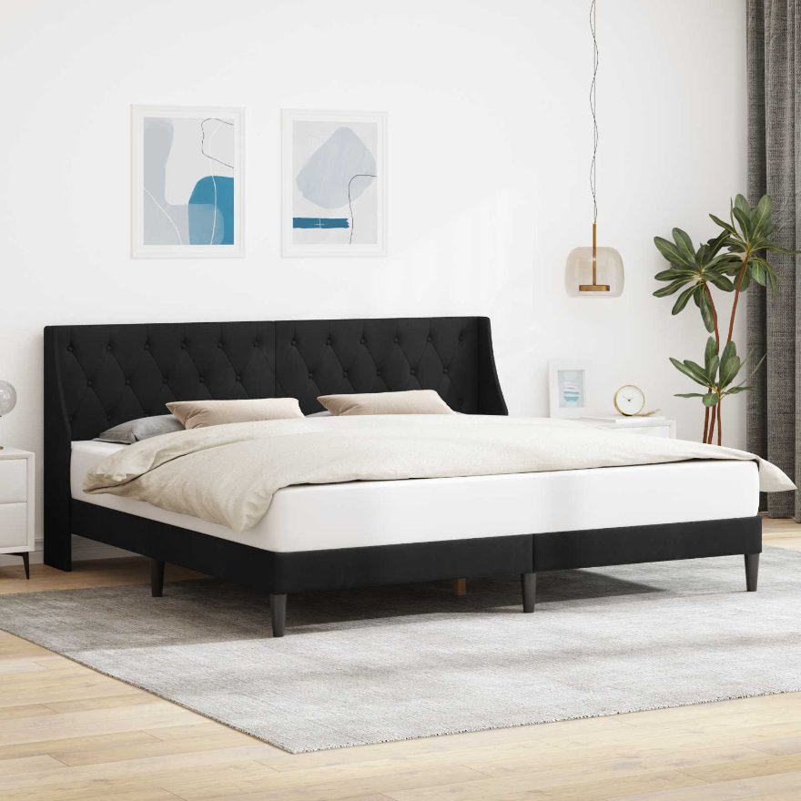 42027452_1.jpg vidaXL Rám postele s čelnou doskou Čierny 200 x 200 cm Zamat – Obrázok 1