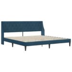 vidaXL Rám postele s čelnou doskou Modrá 200 x 200 cm Zamat – Obrázok 3