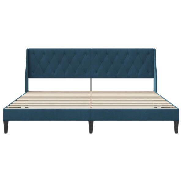 vidaXL Rám postele s čelnou doskou Modrá 200 x 200 cm Zamat – Obrázok 4