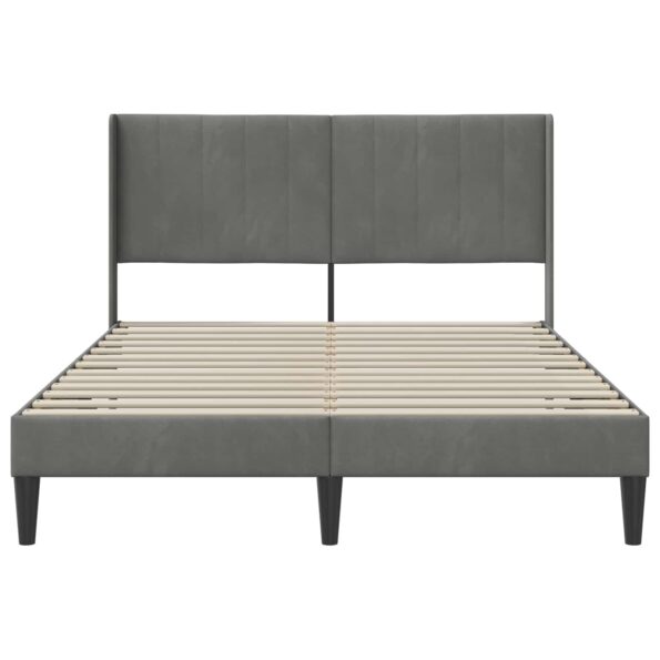 vidaXL Rám postele s čelnou doskou Tmavosivá 140 x 190 cm Zamat – Obrázok 4