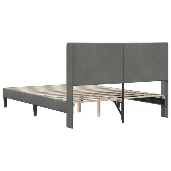 vidaXL Rám postele s čelnou doskou Tmavosivá 140 x 190 cm Zamat – Obrázok 6