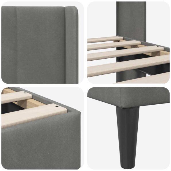 vidaXL Rám postele s čelnou doskou Tmavosivá 140 x 190 cm Zamat – Obrázok 7