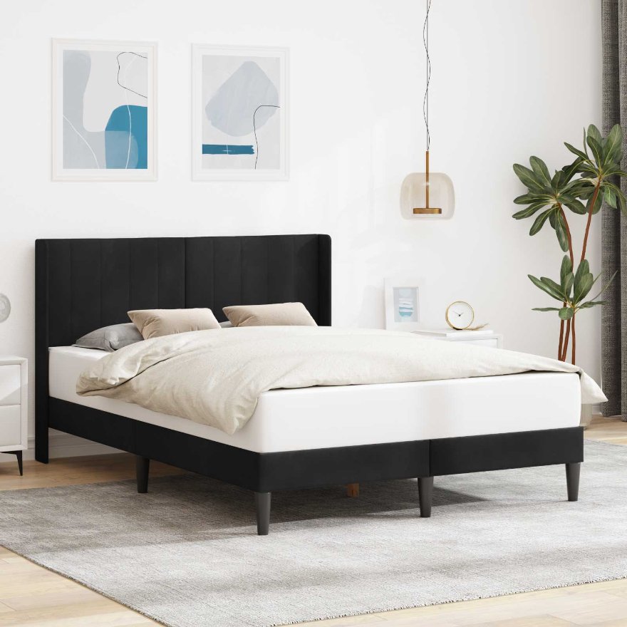 42027513_1.jpg vidaXL Rám postele s čelnou doskou Čierna 140 x 200 cm Zamat – Obrázok 1
