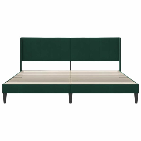 vidaXL Rám postele s čelnou doskou Tmavozelená 200 x 200 cm Zamat – Obrázok 4