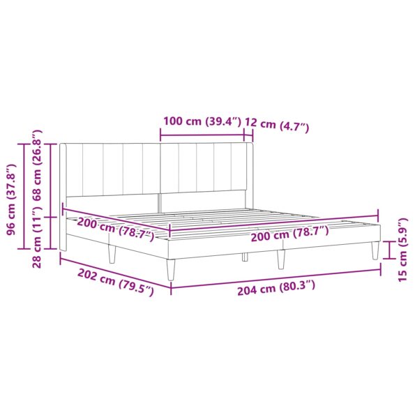 vidaXL Rám postele s čelnou doskou Tmavozelená 200 x 200 cm Zamat – Obrázok 9