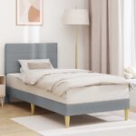 vidaXL Rám postele s čelnou doskou Svetlosivá 80 x 200 cm látka