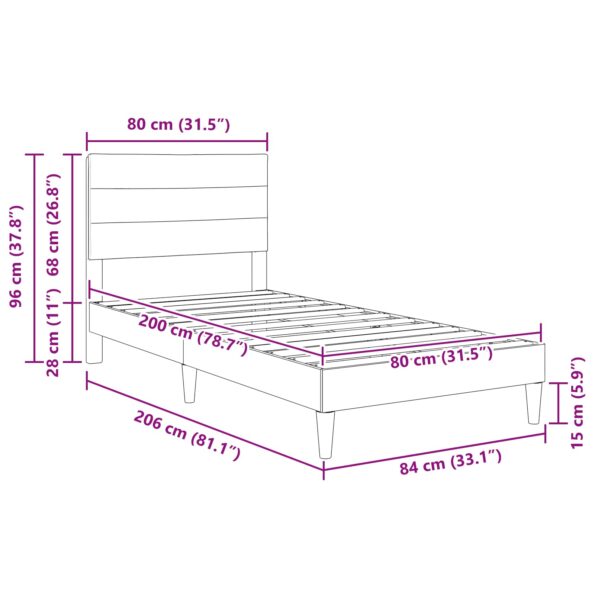 vidaXL Rám postele s čelnou doskou Čierna 80 x 200 cm Látka – Obrázok 9