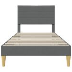 vidaXL Rám postele s čelnou doskou Tmavosivá 90 x 190 cm Látka – Obrázok 4