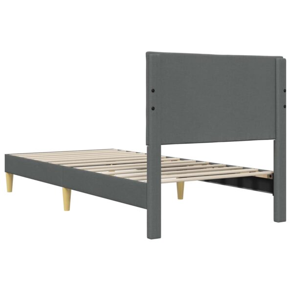 vidaXL Rám postele s čelnou doskou Tmavosivá 90 x 190 cm Látka – Obrázok 6