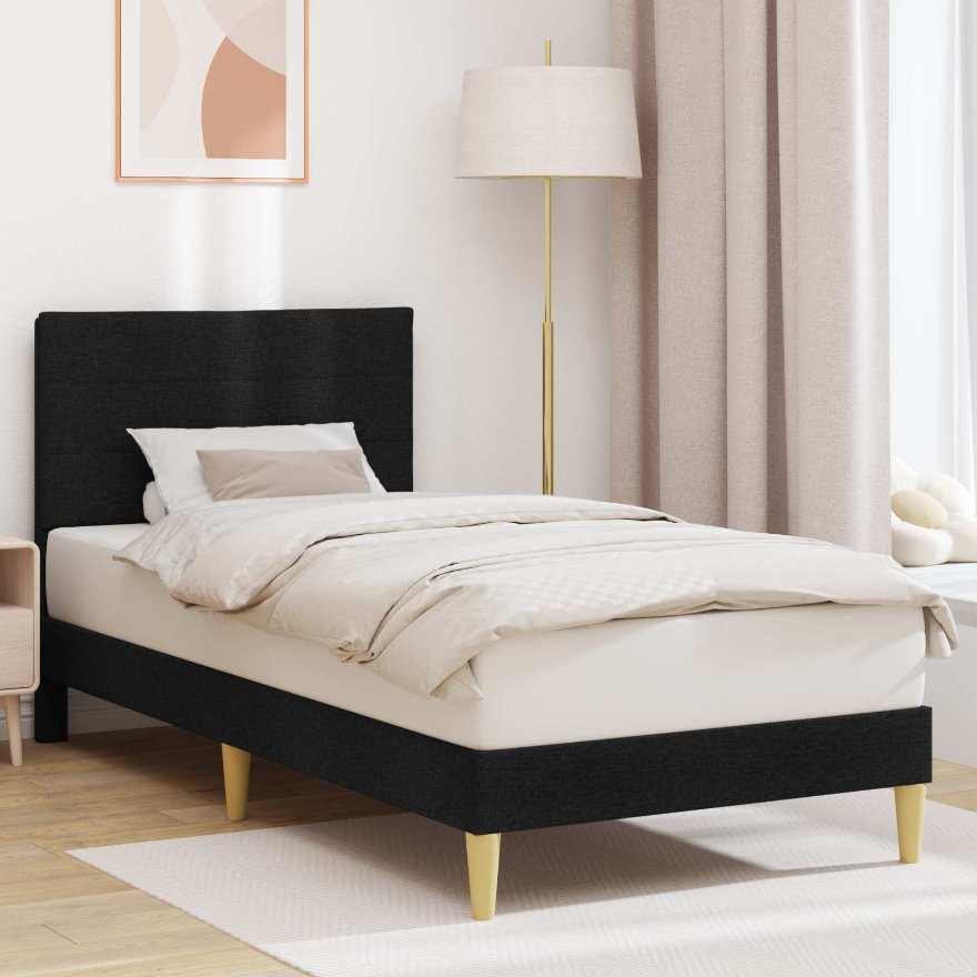 42027554_1.jpg vidaXL Rám postele s čelnou doskou Čierna 90 x 190 cm Látka – Obrázok 1
