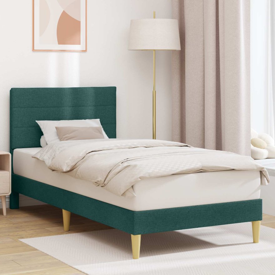 42027555_1.jpg vidaXL Rám postele s čelnou doskou Tmavozelená 90 x 190 cm látka – Obrázok 1